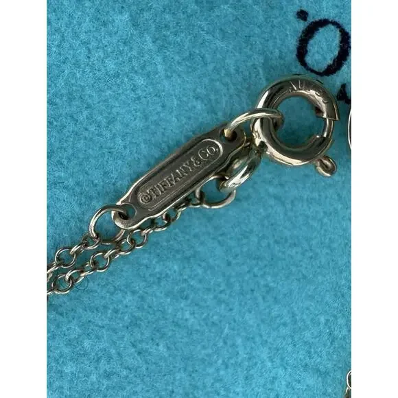 Return Tiffany & Co. 18k Gold MINI Double Heart Tag Pendant Necklace 18” READ - Picture 10 of 12